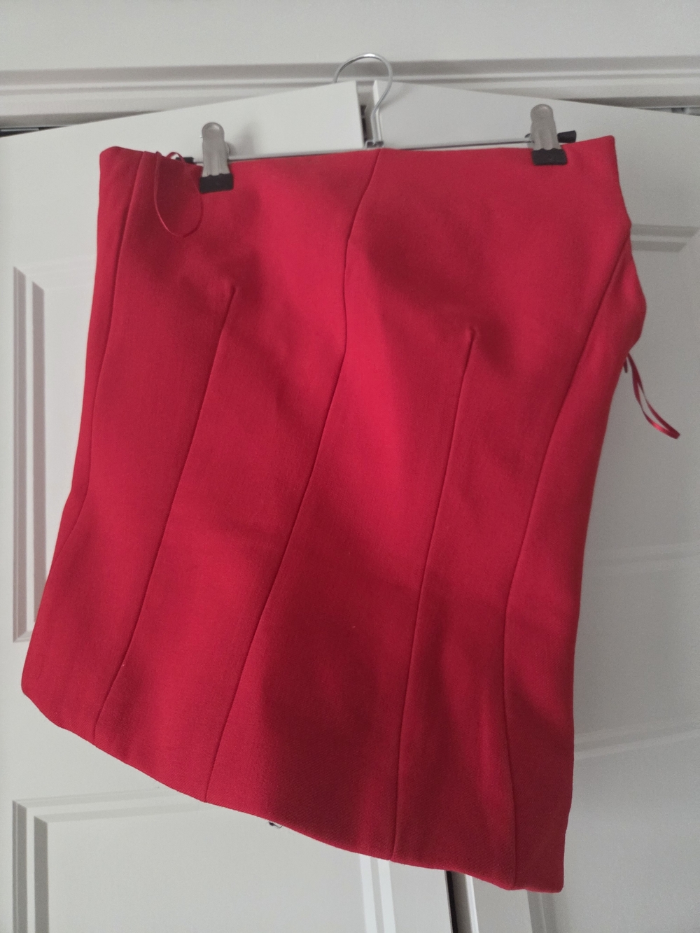 Zara Red Strapless Asymetrical Structured Corset Top